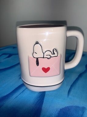 Ceramic White Mug with Pink Envelope & Heart Snoopy Design